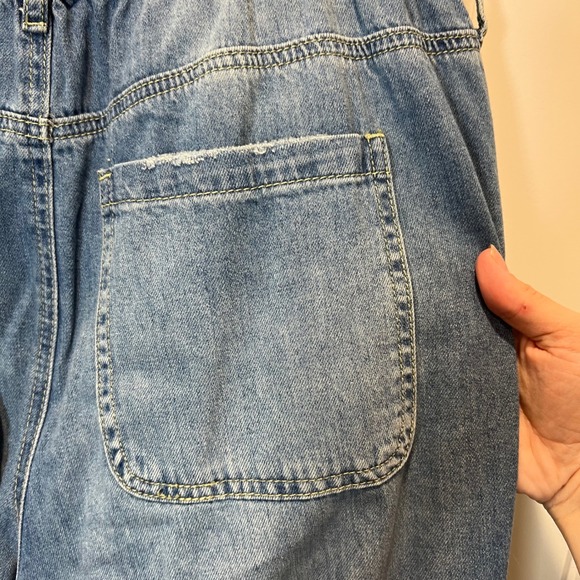 Wonderly Denim Wide Leg Paperbag Waist Jeans Cropped Blue Women's size 10 - Picture 5 of 13